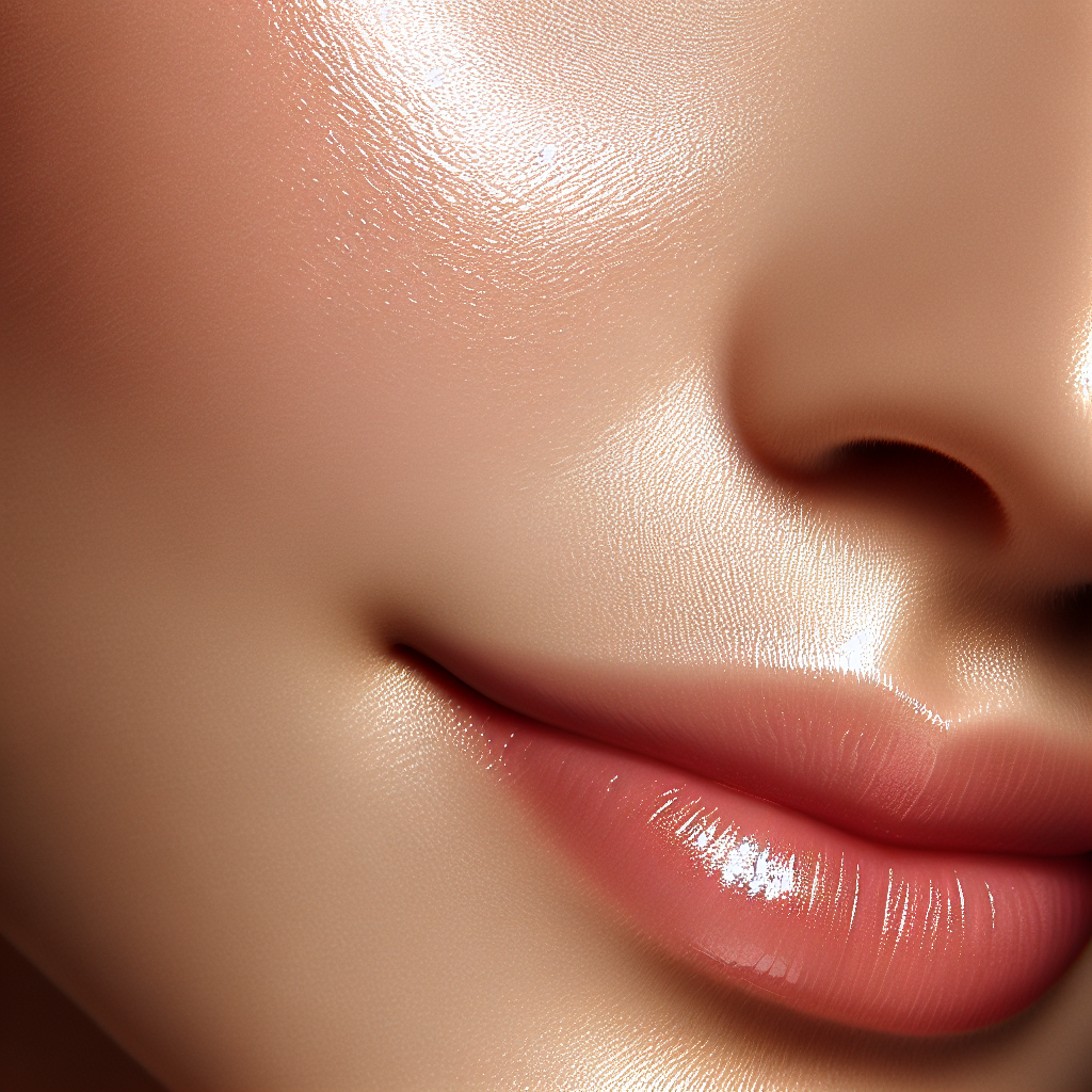 A close-up of smooth skin with visibly minimized pores under soft lighting