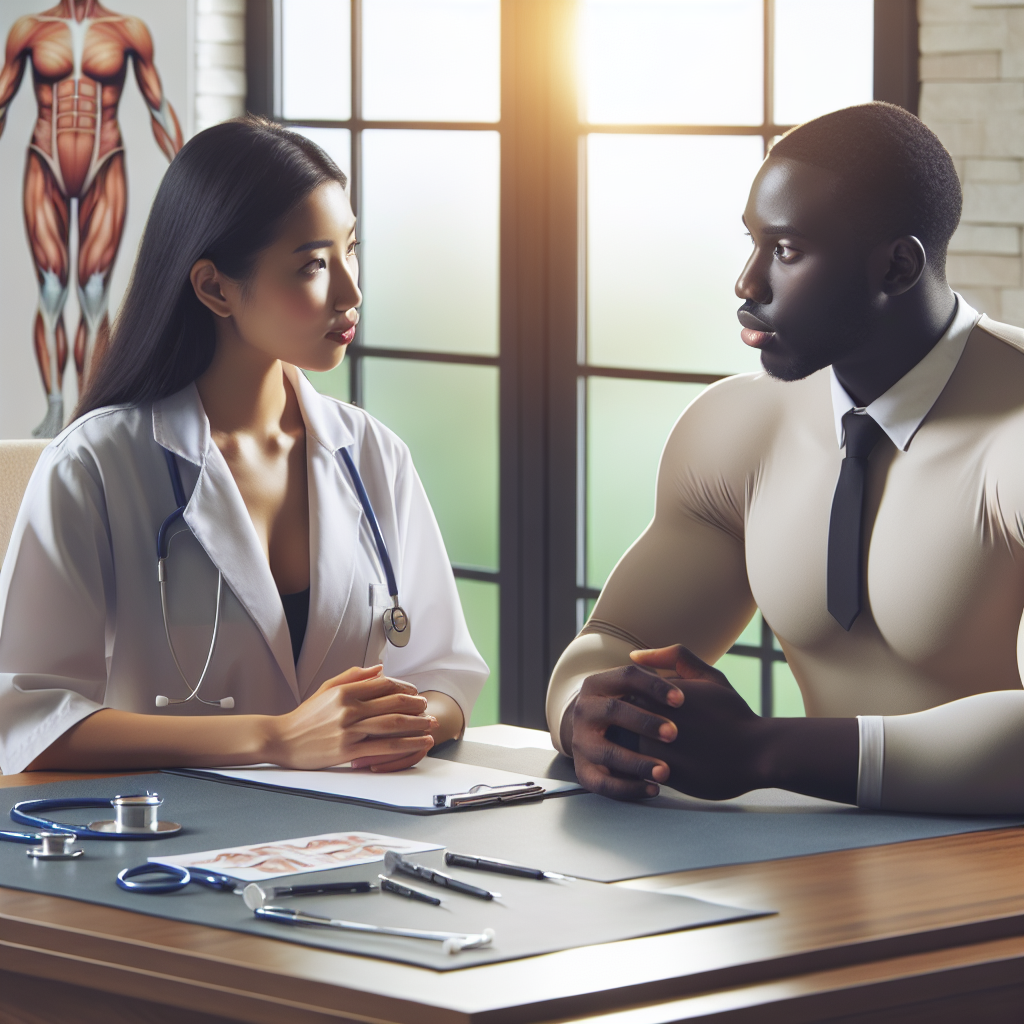 A professional consultation scene at an aesthetic clinic discussing personalized body sculpting plans