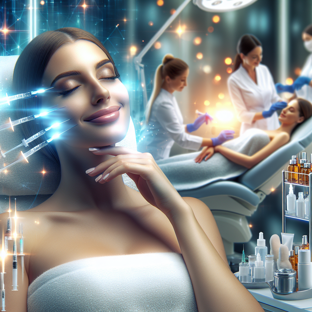 A vibrant spa environment showcasing a variety of modern skin rejuvenation treatments including <a href='https://innovationswellnessmedspa.com/neuromodulators-also-known-as-neurotoxins-the-key-to-a-youthful-refreshed-look/'>microdermabrasion</a>, <a href='https://innovationswellnessmedspa.com/uncategorized/innovationswellnessmedspa-com-effective-body-contouring/'>chemical peels</a>, and injectables. The setting is bright and inviting with smiling professionals assisting clients.