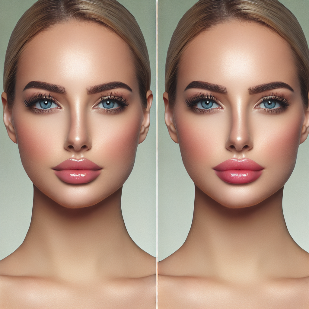 A before and after comparison of Juvederm Ultra Plus treatment on lips and cheeks