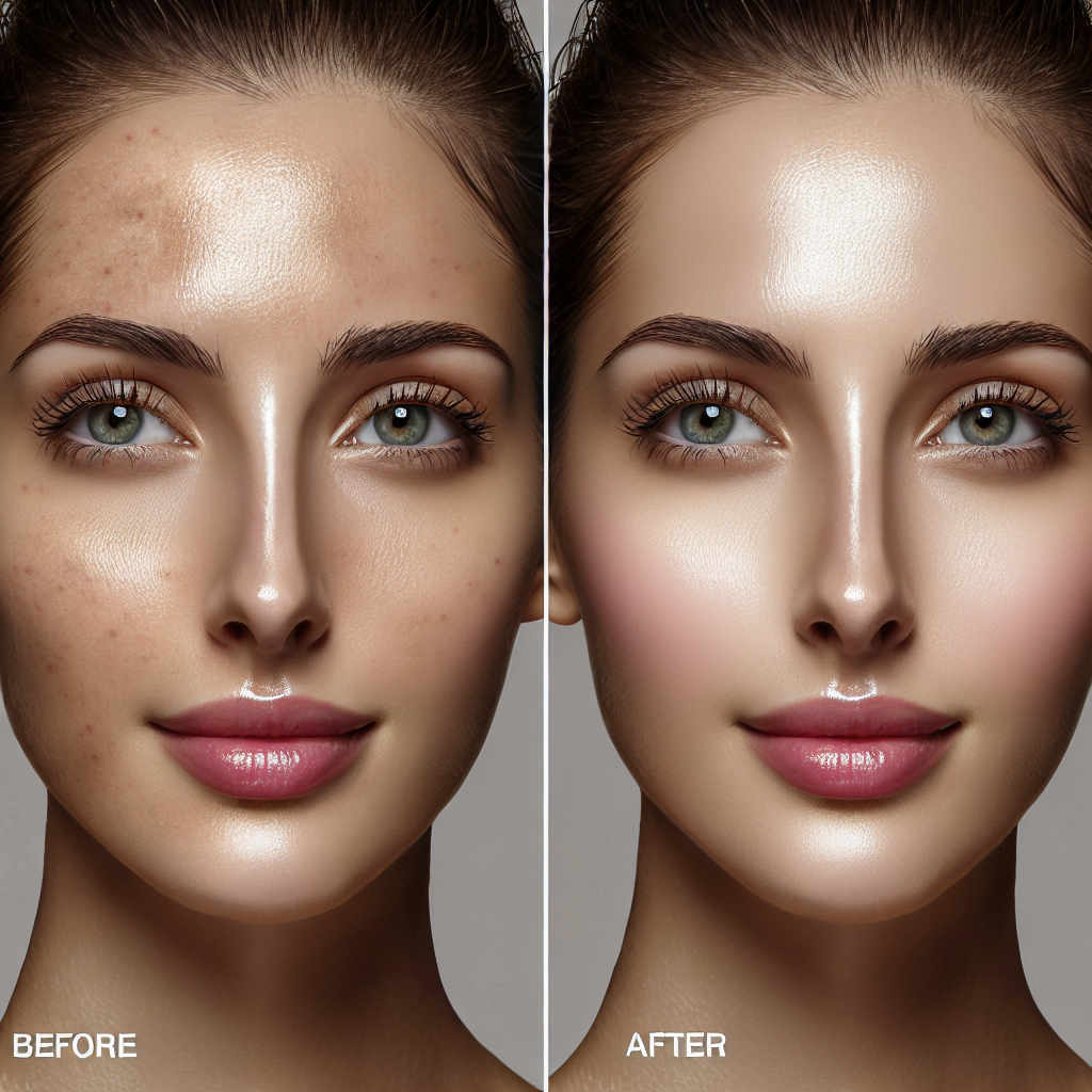 A vibrant before and after collage showcasing Moxi Laser treatment results on facial skin