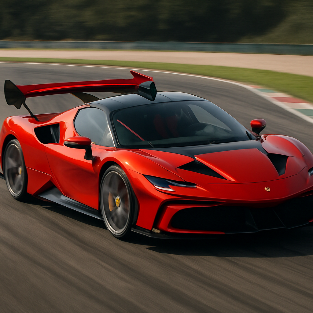 Ferrari Stradale SF90 XX showcasing active aerodynamics features on a racetrack