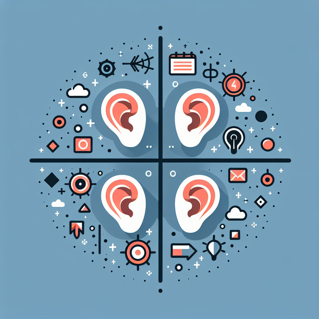 Illustration of the four ears model by Schulz von Thun with visual representation of the four levels of communication