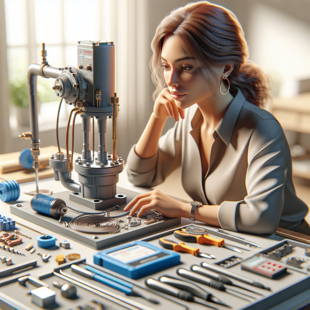 A technician inspecting a residential well pump system with tools, showcasing a clean and organized workspace