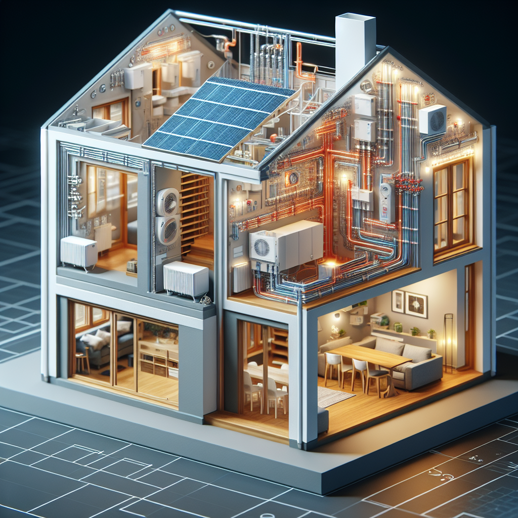A modern home showcasing an integrated HVAC and plumbing system with energy-efficient features