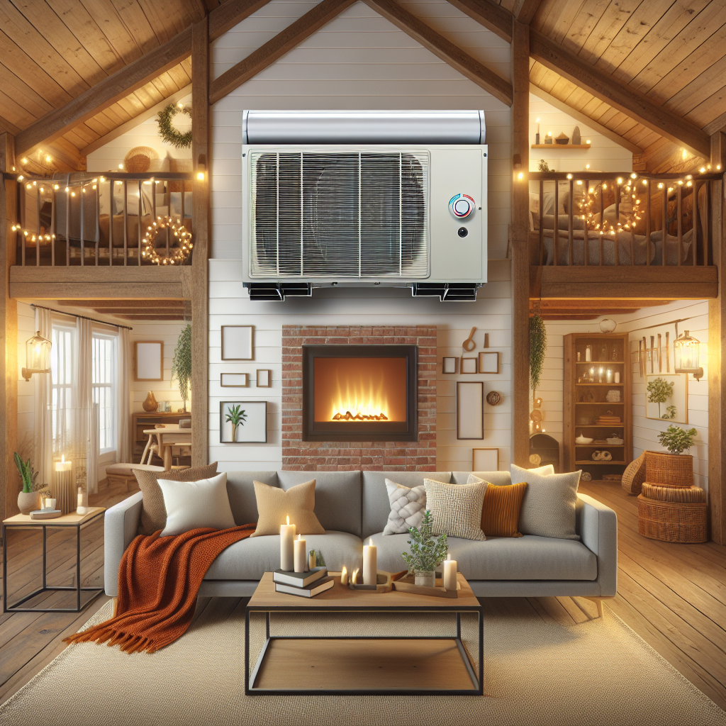 A cozy home with an HVAC system visible in the background, showcasing both heating and cooling features