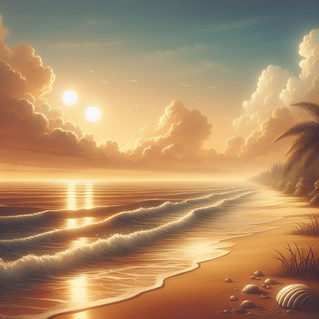 A serene beach scene with calming colors, representing relaxation techniques for managing ADHD overthinking