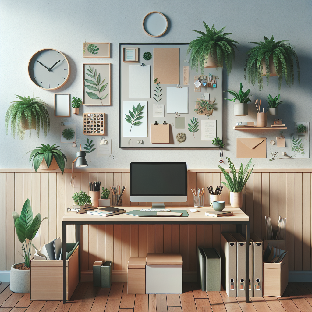 A calming workspace with organized items and plants, symbolizing stress relief techniques for adults with ADHD