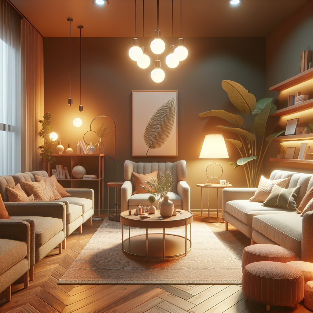 A cozy therapy room with warm lighting, comfortable seating, and calming decor that reflects an inviting atmosphere for discussing ADHD management