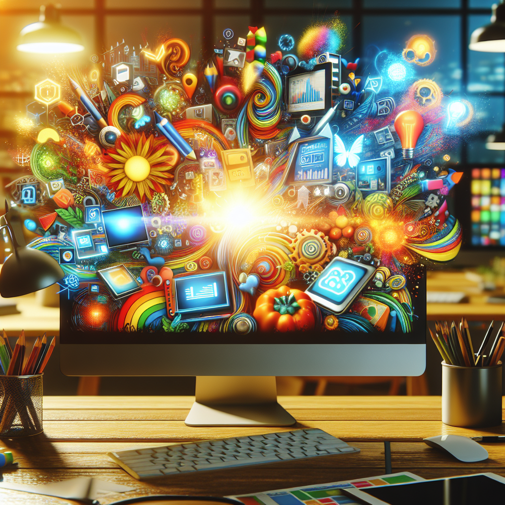 A vibrant workspace featuring various digital productivity tools like Todoist, Trello, and Forest on a computer screen