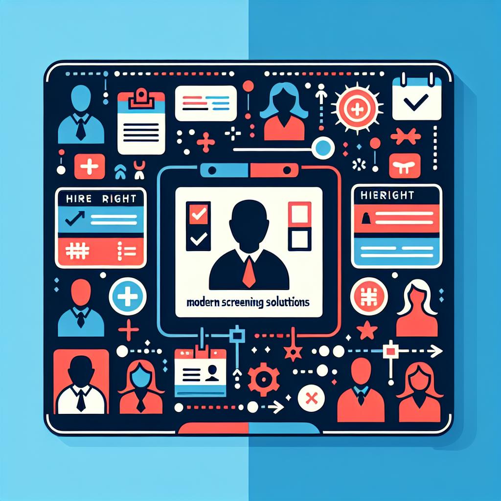 A split-screen graphic showing HireRight on one side and modern screening solutions on the other with icons representing various <a href='https://trustania.com/why-background-checks-are-essential-before-you-hire/'>background check services</a>