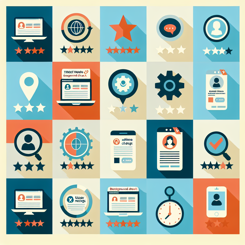 A collage showcasing various trusted background check platforms with logos and user ratings