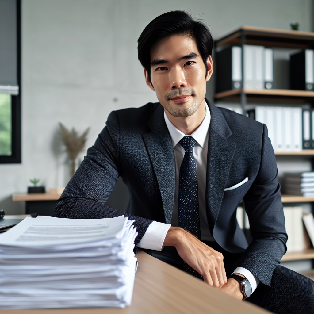 A professional HR manager reviewing legal documents related to background screening