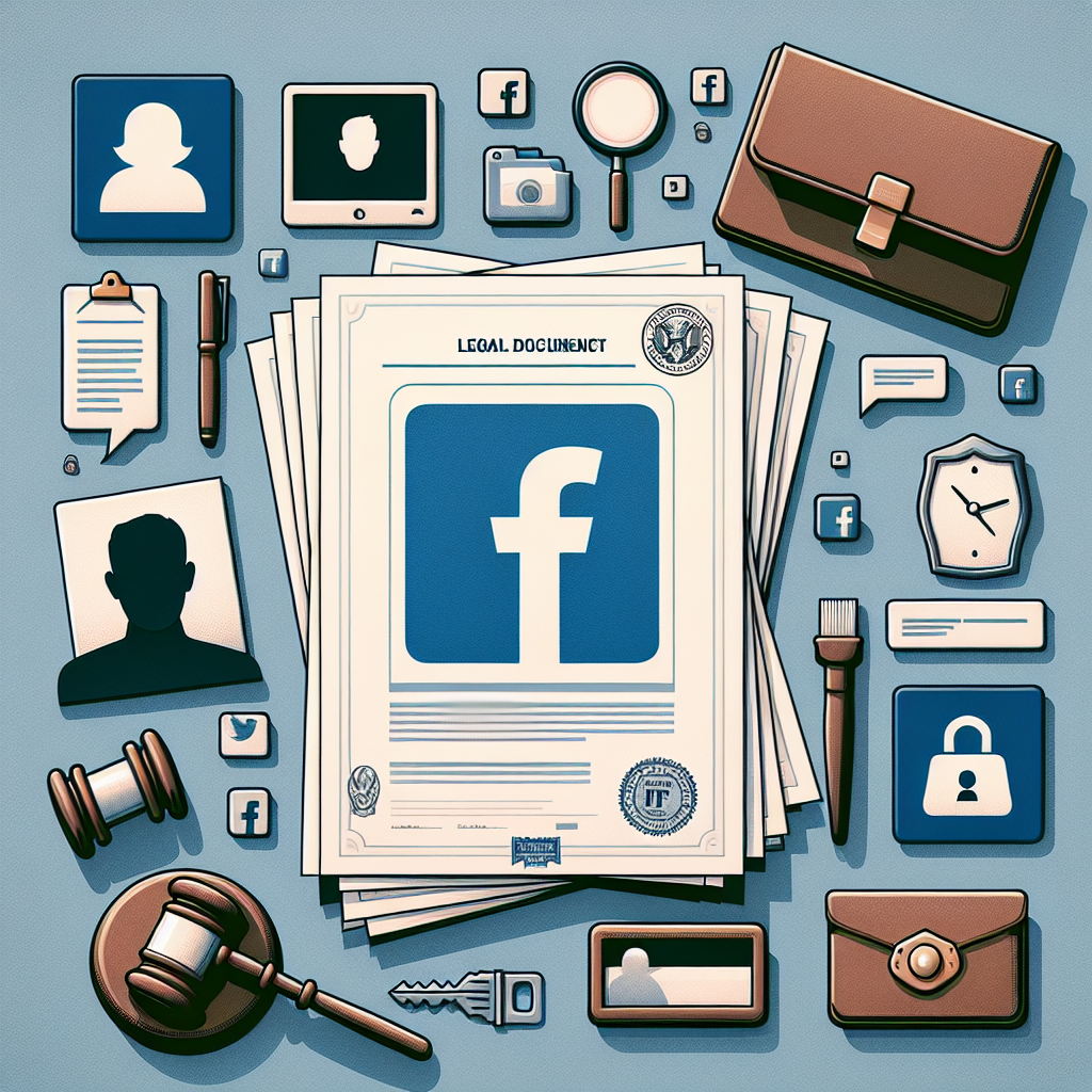 A visual representation of legal documents with social media icons like Facebook, emphasizing compliance in background checks
