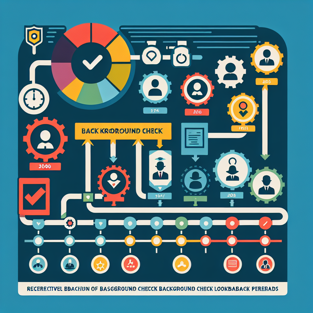 A visual representation of various industries with their respective background check lookback periods illustrated as a colorful infographic.