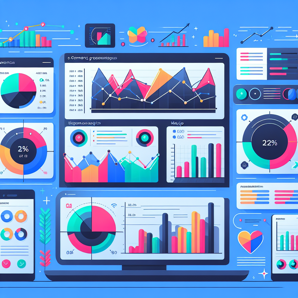 A vibrant e-commerce dashboard showcasing Klaviyo analytics with graphs and charts