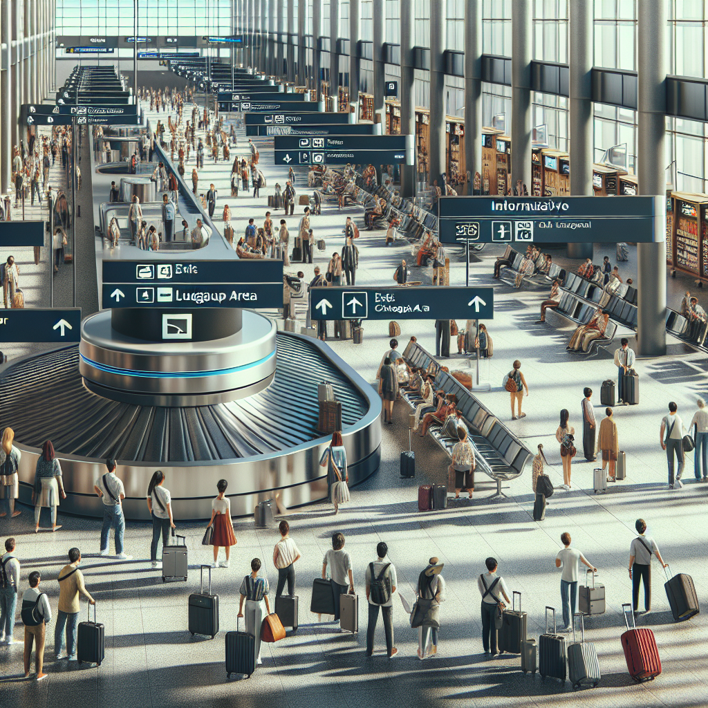 A busy Pearson Airport terminal with travelers waiting for shuttles, showcasing clear signage and organized pickup areas