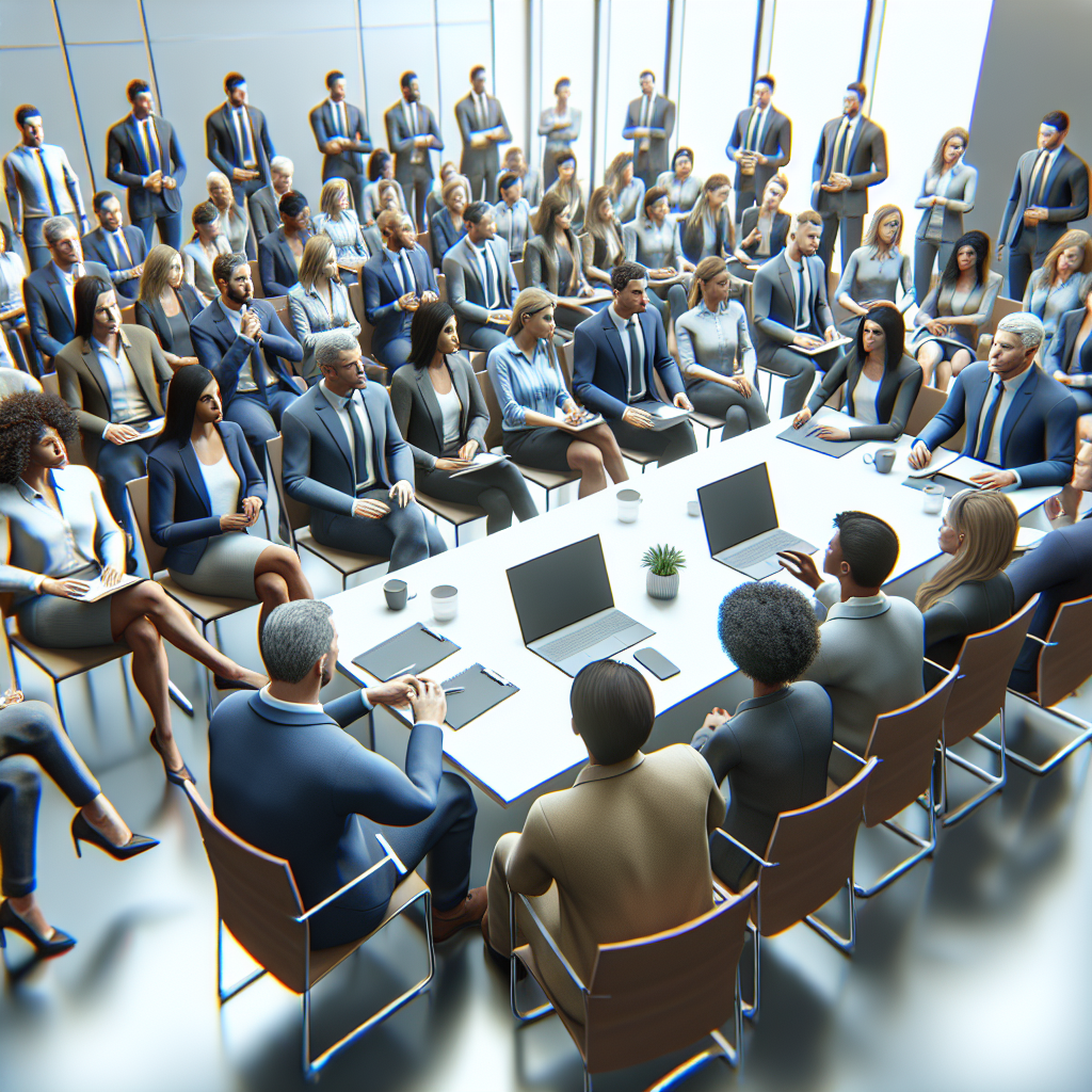 A dynamic scene showing a group of managers engaged in an interactive workshop focused on process optimization and technical skills development.