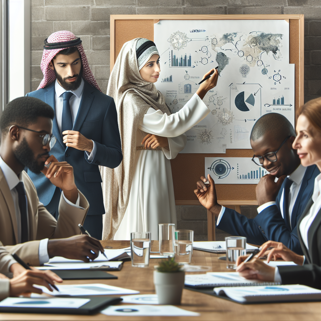 A diverse group of executives engaged in a dynamic leadership workshop