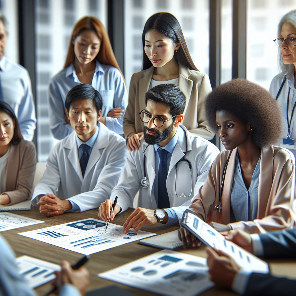 A group of diverse professionals engaged in an interactive leadership training workshop