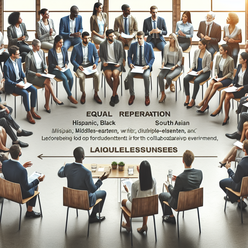 A diverse group of professionals engaged in a leadership workshop setting