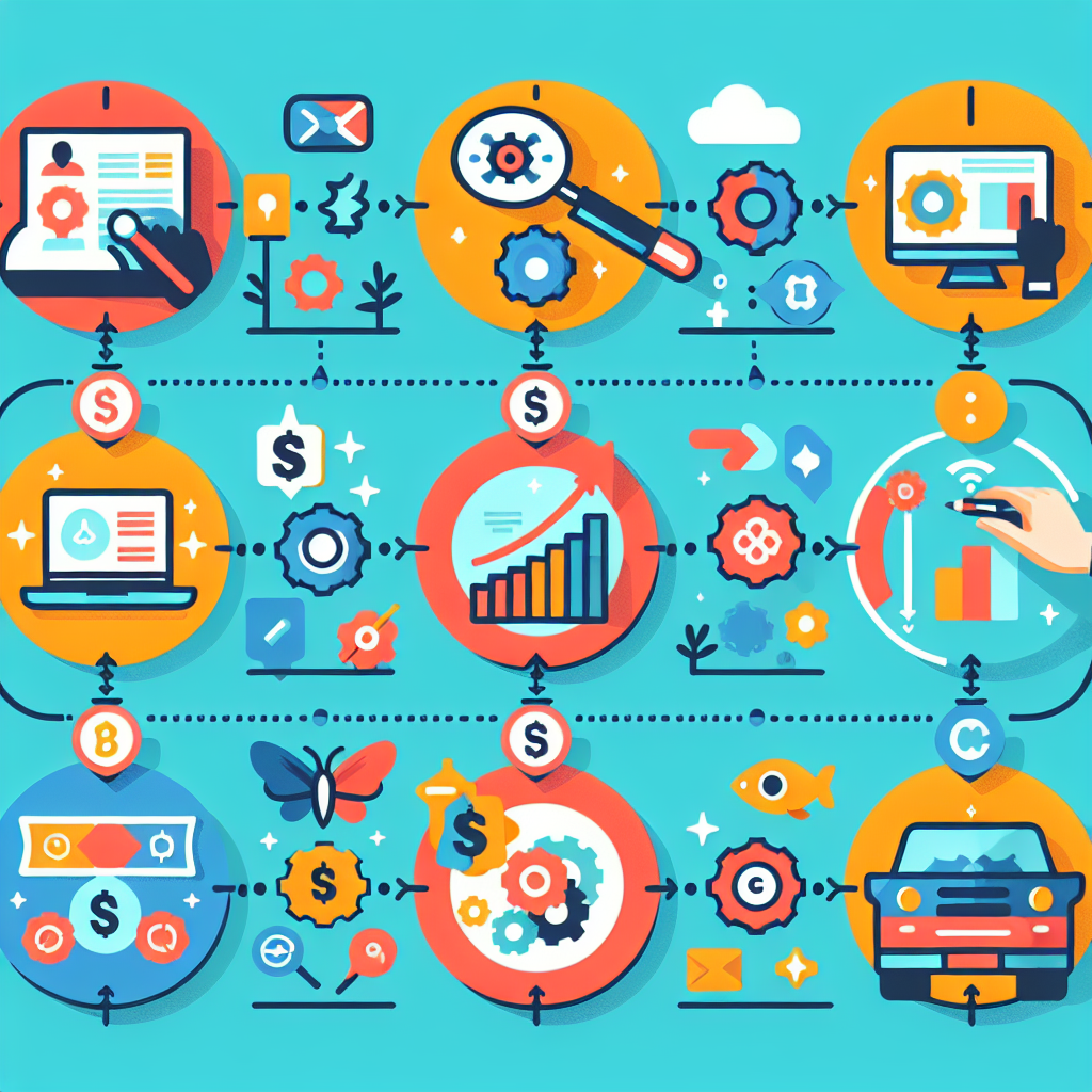 A colorful infographic illustrating the stages of the customer value journey in a fun and engaging style