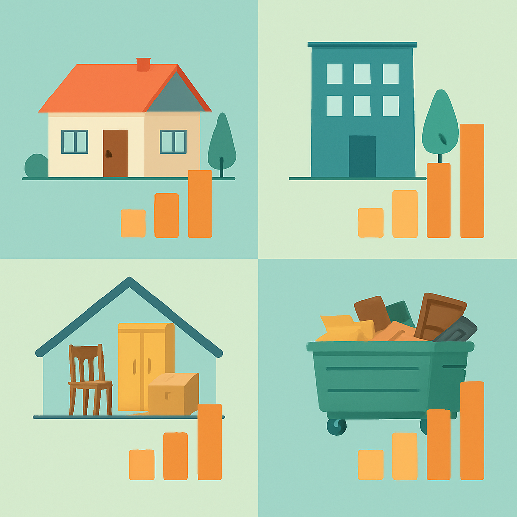 A detailed infographic comparing the costs of different types of residential cleanouts and disposal services in Austria