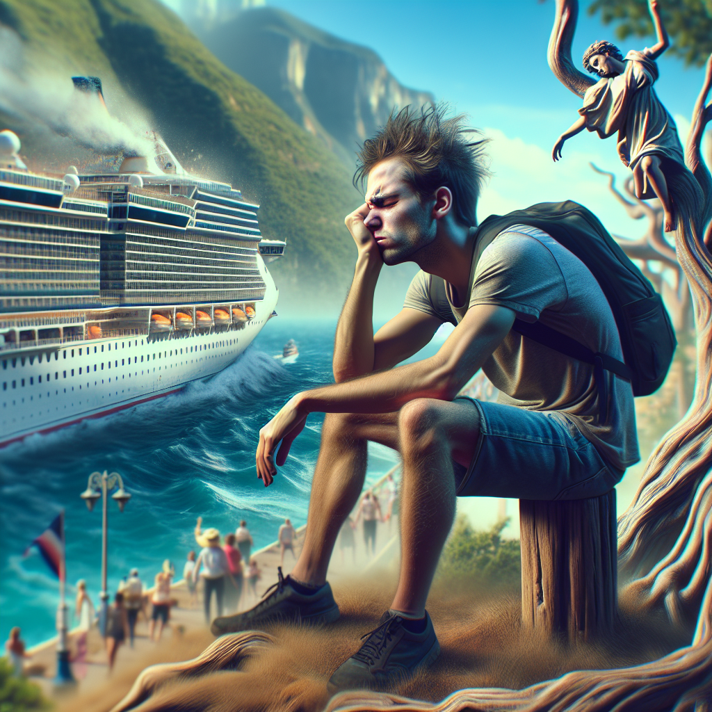 A person experiencing dizziness on land after a cruise