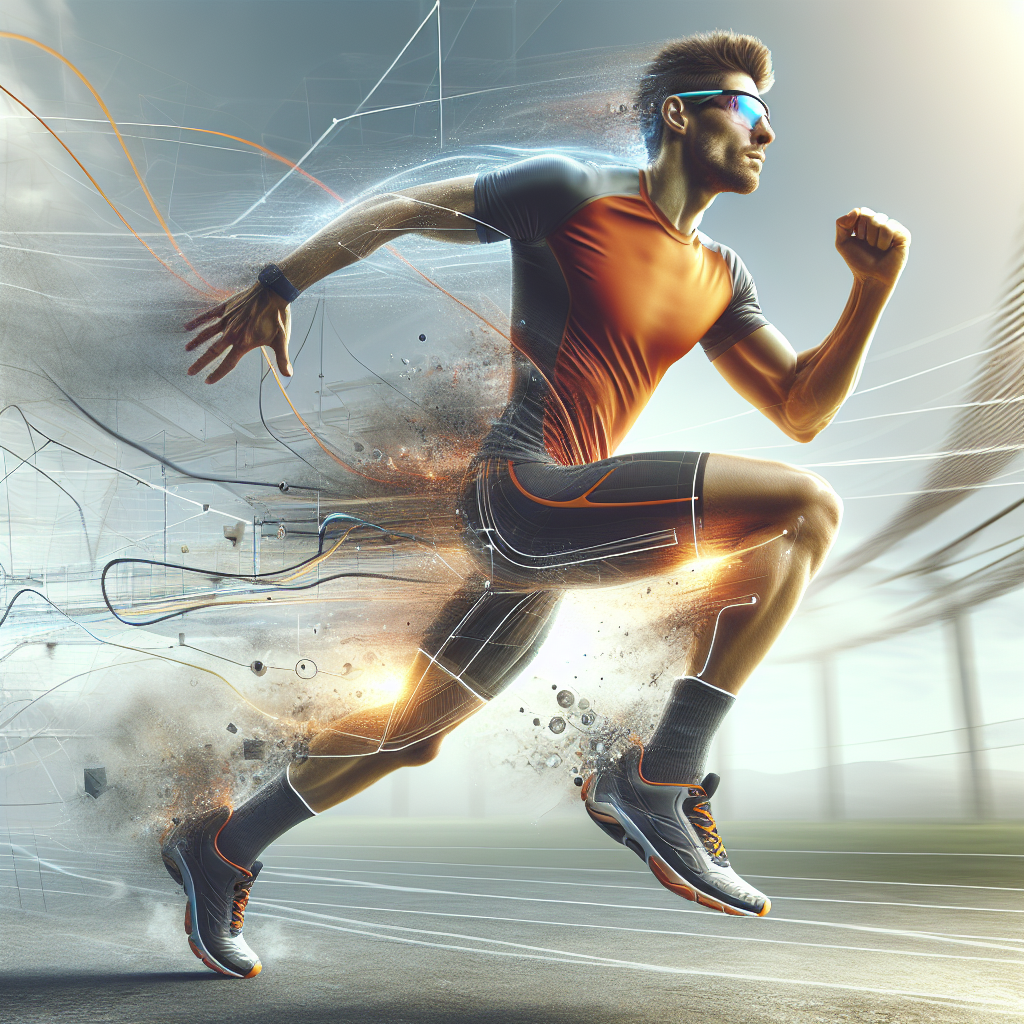 Atleta usando &oacute;culos de grau esportivo durante uma corrida ao ar livre, mostrando conforto e estilo