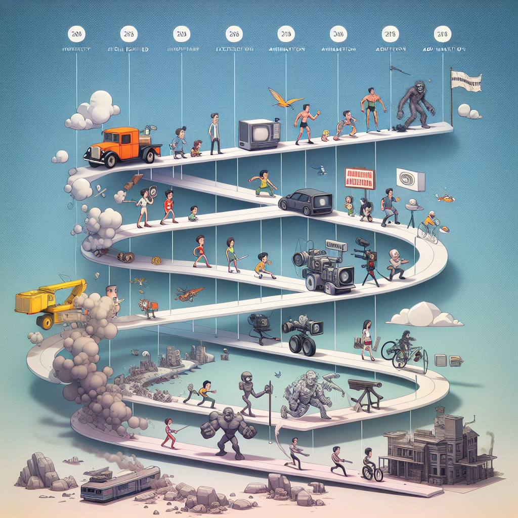 A timeline graphic illustrating the evolution of animation in advertising from early cartoons to modern digital animations used in marketing