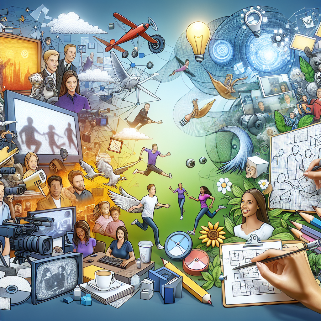 A vibrant collage showcasing various styles of explainer videos including animated characters, live-action scenes, whiteboard sketches, and screencasts.