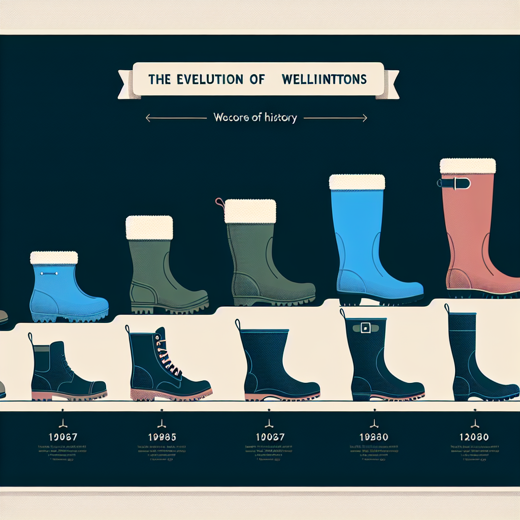 A historical timeline showcasing the evolution of gumboots and wellingtons