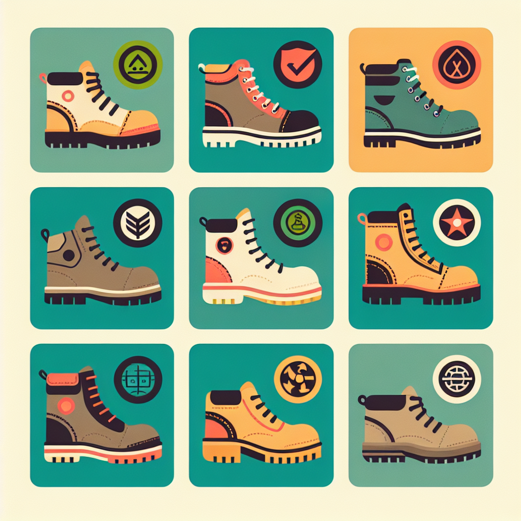 A visual representation of various safety certifications for footwear