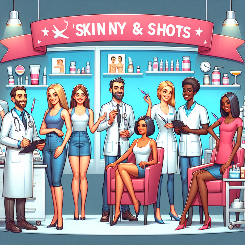 A vibrant medical spa setting where clients receive skinny shots with smiling staff
