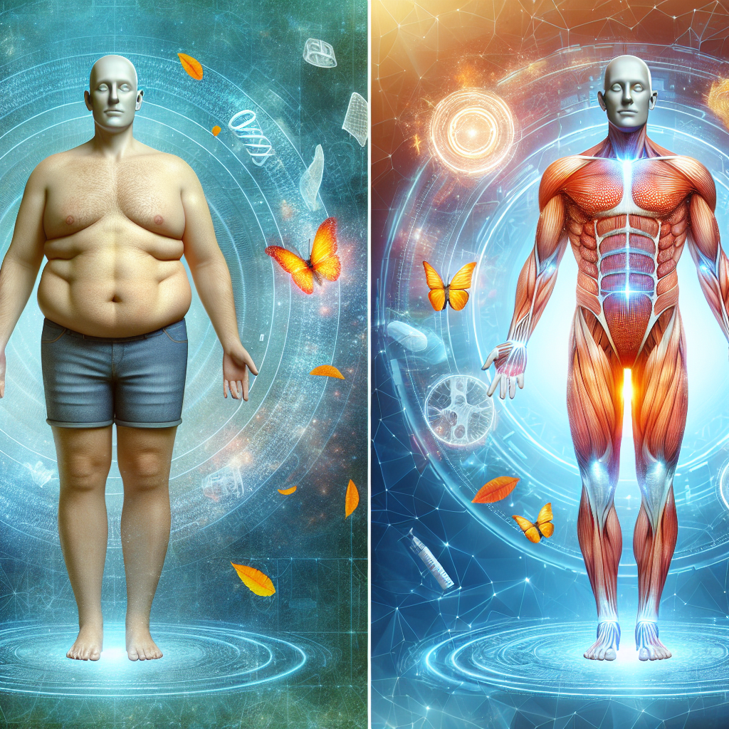 A before-and-after collage showing the transformation of loose skin after weight loss through natural and medical methods