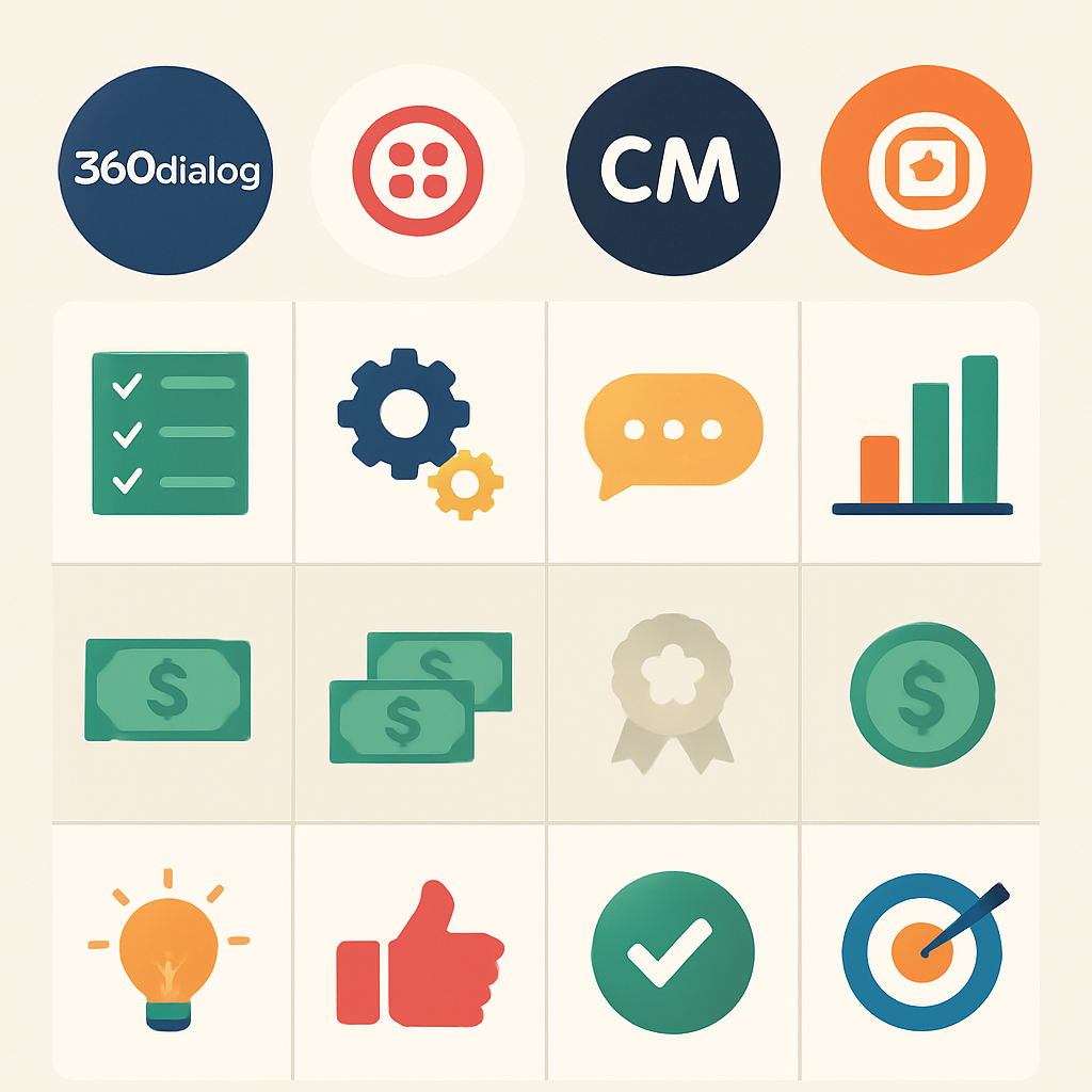 A visually appealing infographic comparing top WhatsApp Business API providers with features, pricing, and strengths