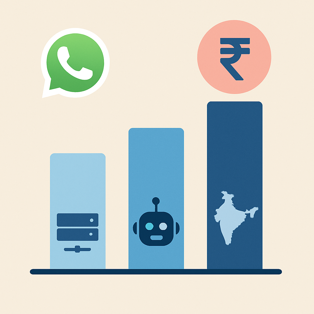 A visual representation comparing costs of different WhatsApp Business API solutions in India