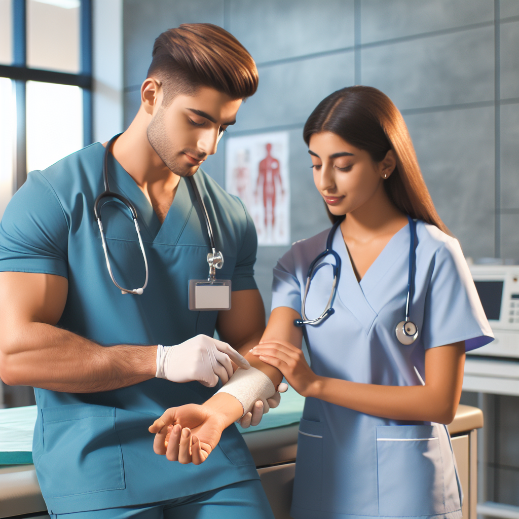 A nurse practitioner student shadowing an experienced preceptor in a clinical setting, showcasing hands-on training and mentorship