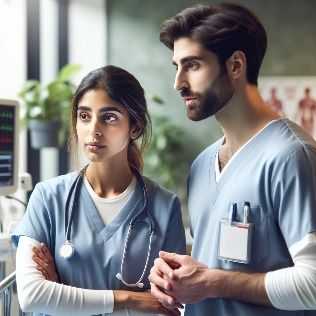 A nurse practitioner student discussing challenges with their preceptor in a clinical setting