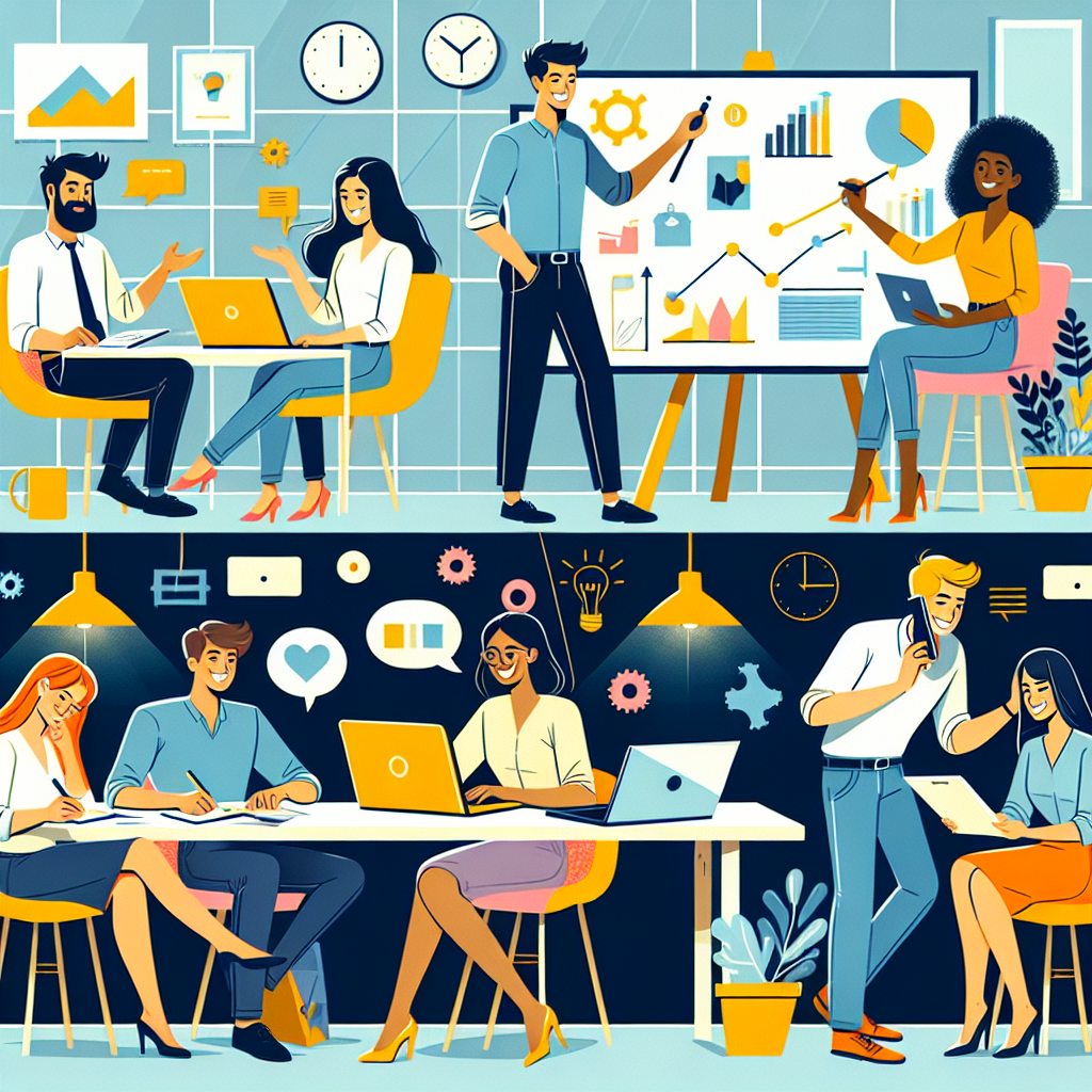 A vibrant illustration of a diverse group of entrepreneurs brainstorming ideas in a modern workspace, showcasing collaboration and innovation