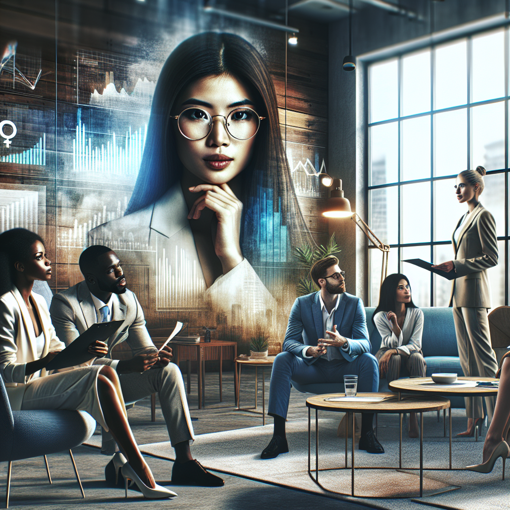 A diverse group of aspiring entrepreneurs discussing business plans and strategies in a modern office setting