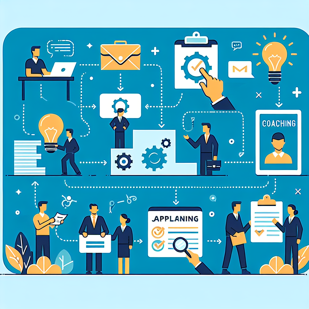 A detailed illustration of the AVGS process with icons representing job training, coaching, and application processes