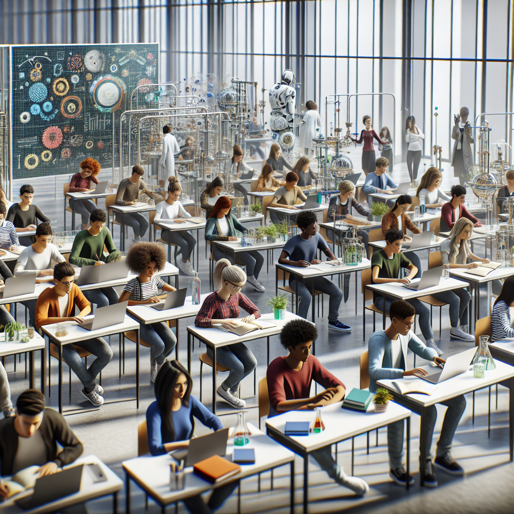 A vibrant educational setting in Duisburg with students engaged in various learning activities