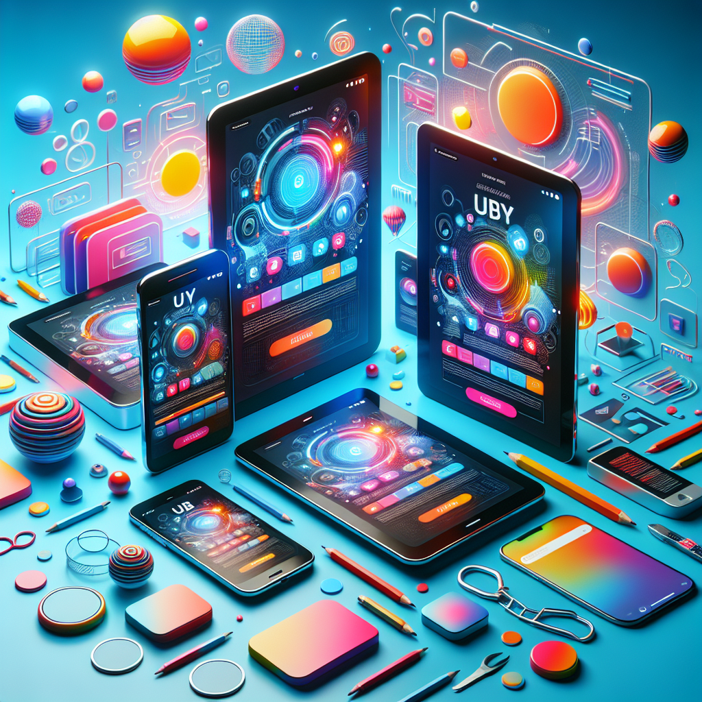 A vibrant and modern web design concept showcasing responsive design on various devices like smartphones and tablets