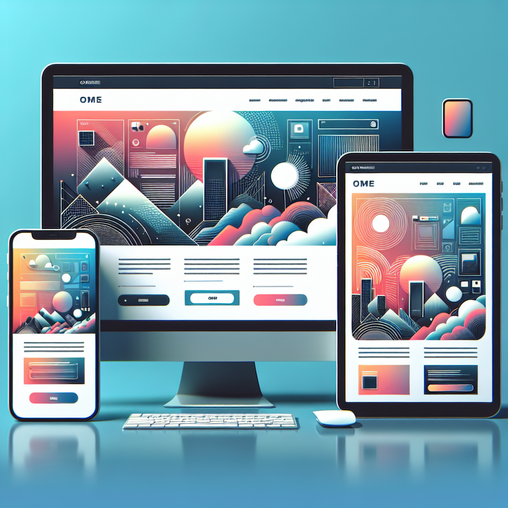 A visually appealing and modern website layout displayed on multiple devices (desktop and mobile), showcasing responsive design elements