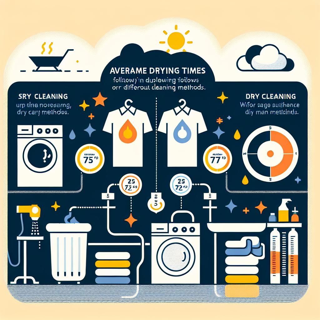 An infographic illustrating average drying times after different cleaning methods with visual icons representing steam cleaning, dry cleaning, and DIY methods
