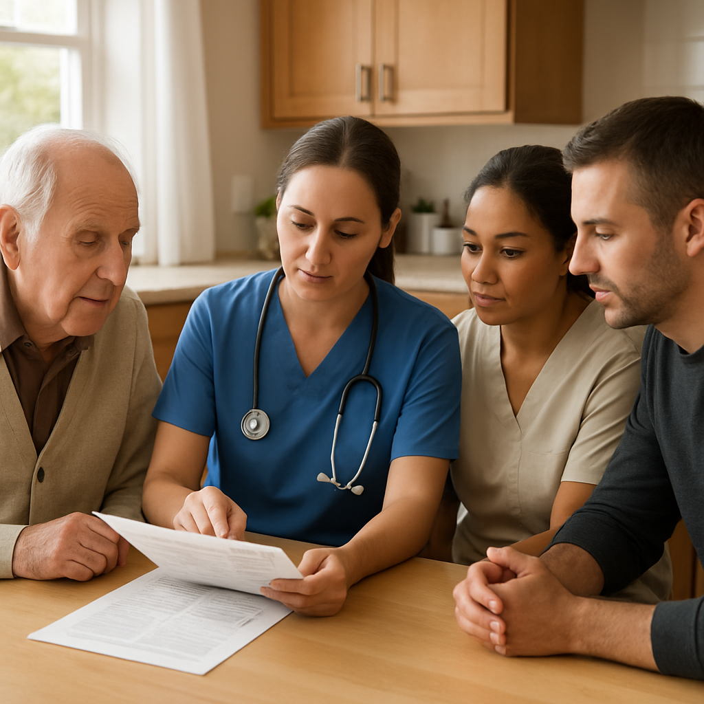 Photo realistic image of an older adult at home receiving coordinated care: a registered nurse revie