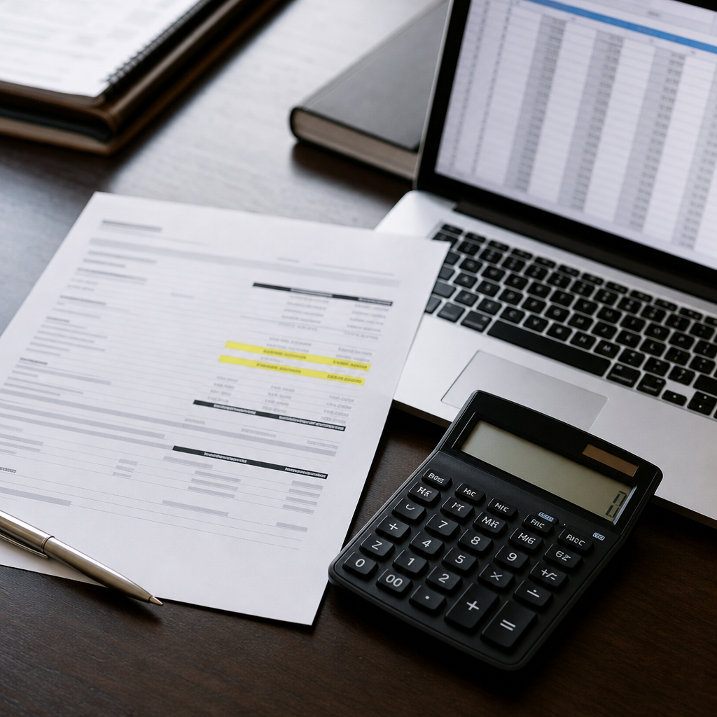 Photo realistic image of a printed loan term sheet with the interest rate and points highlighted, a