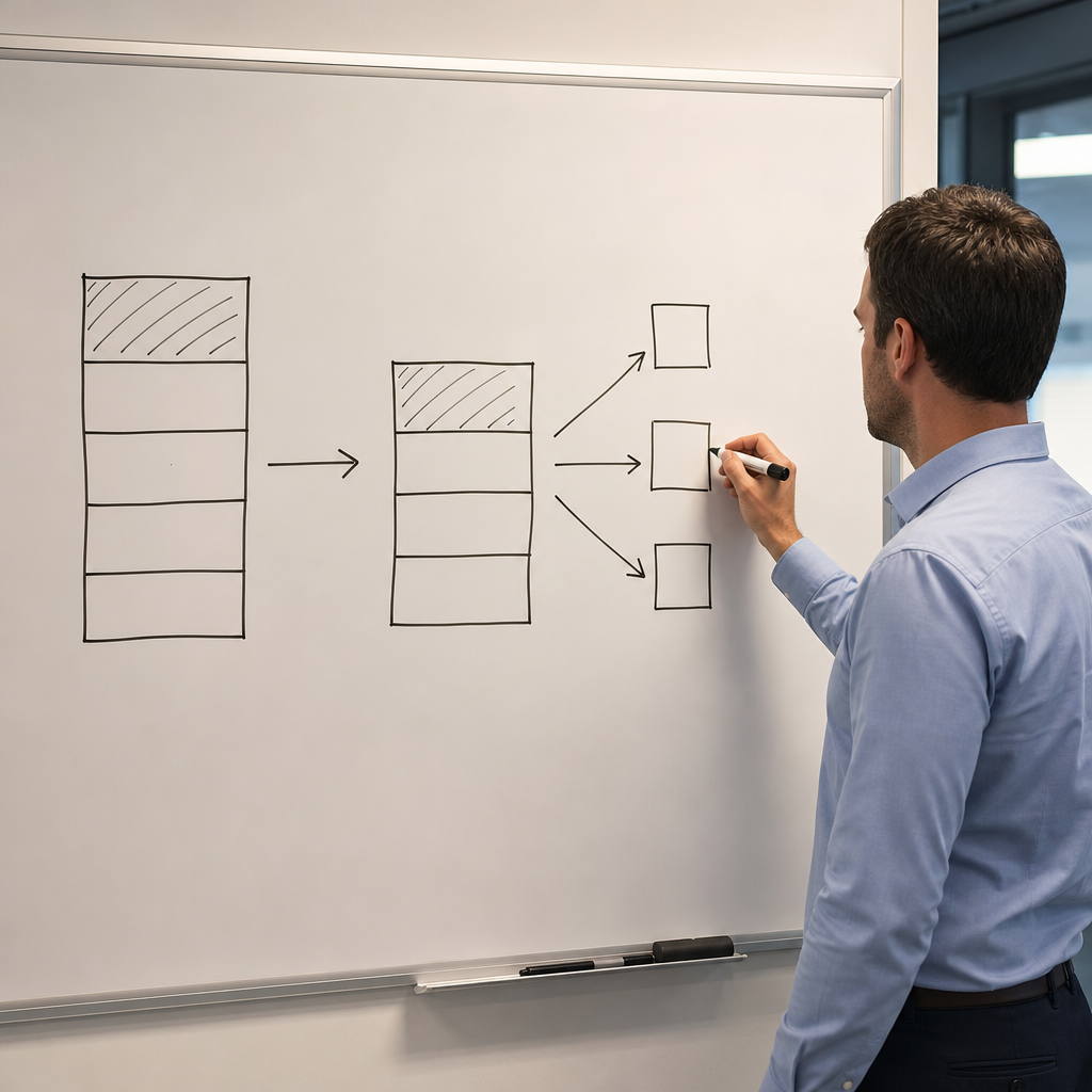Photo realistic image of a whiteboard session showing a fund capital stack diagram with closed end f