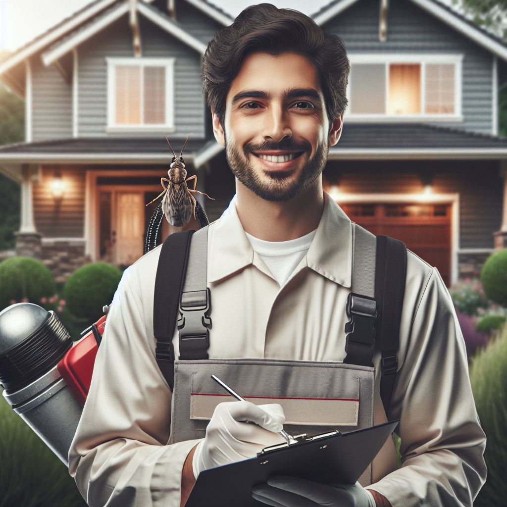 A friendly local pest control expert inspecting a home for bugs
